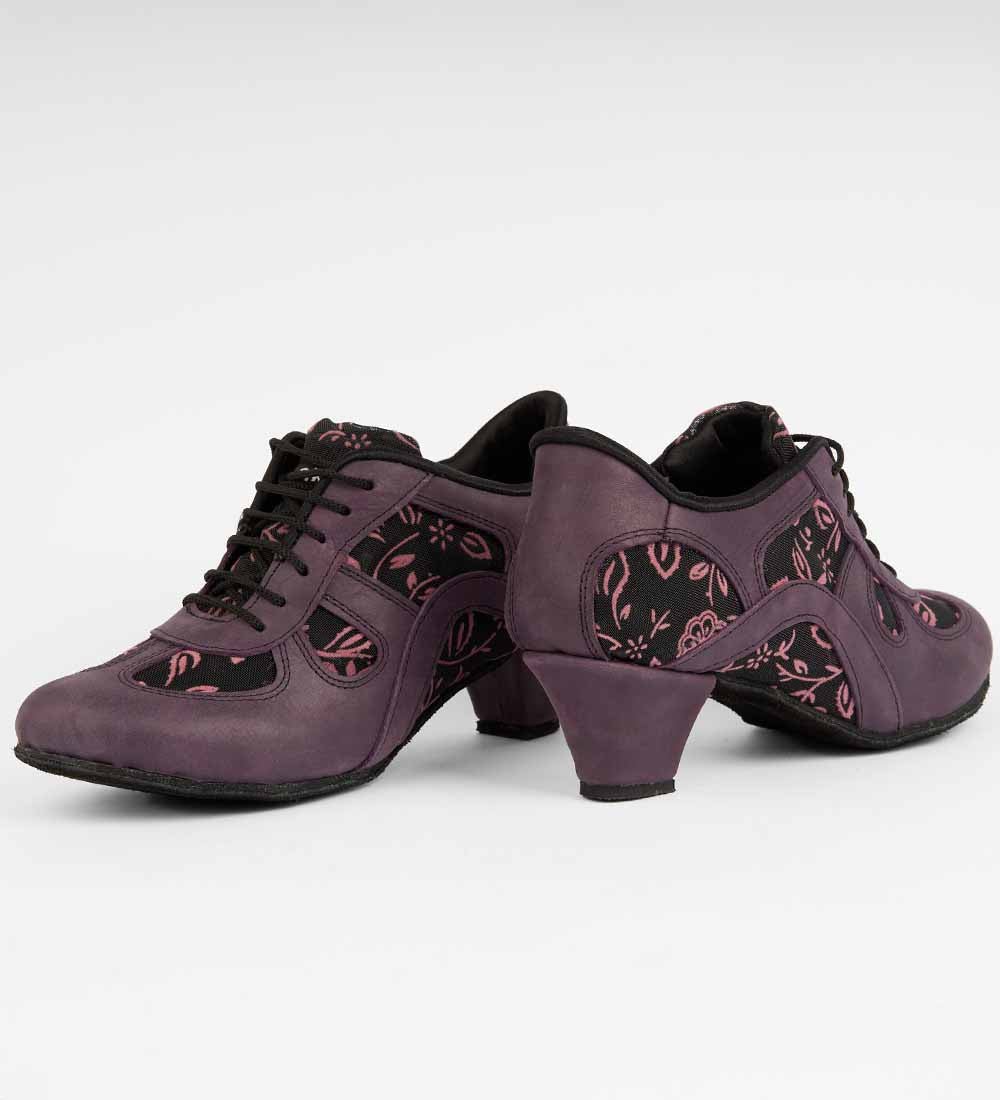 Riveting Violet Leather & Pink Floral Mesh - Rocio 8560 - DNI Tango Store