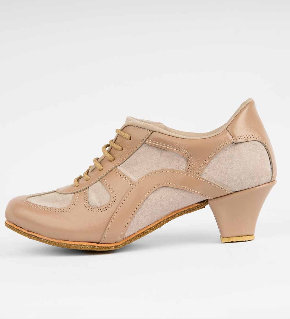 Sand & Cream Tango Trainers – Genuine Leather – Rocio 8501 - DNI Tango Store