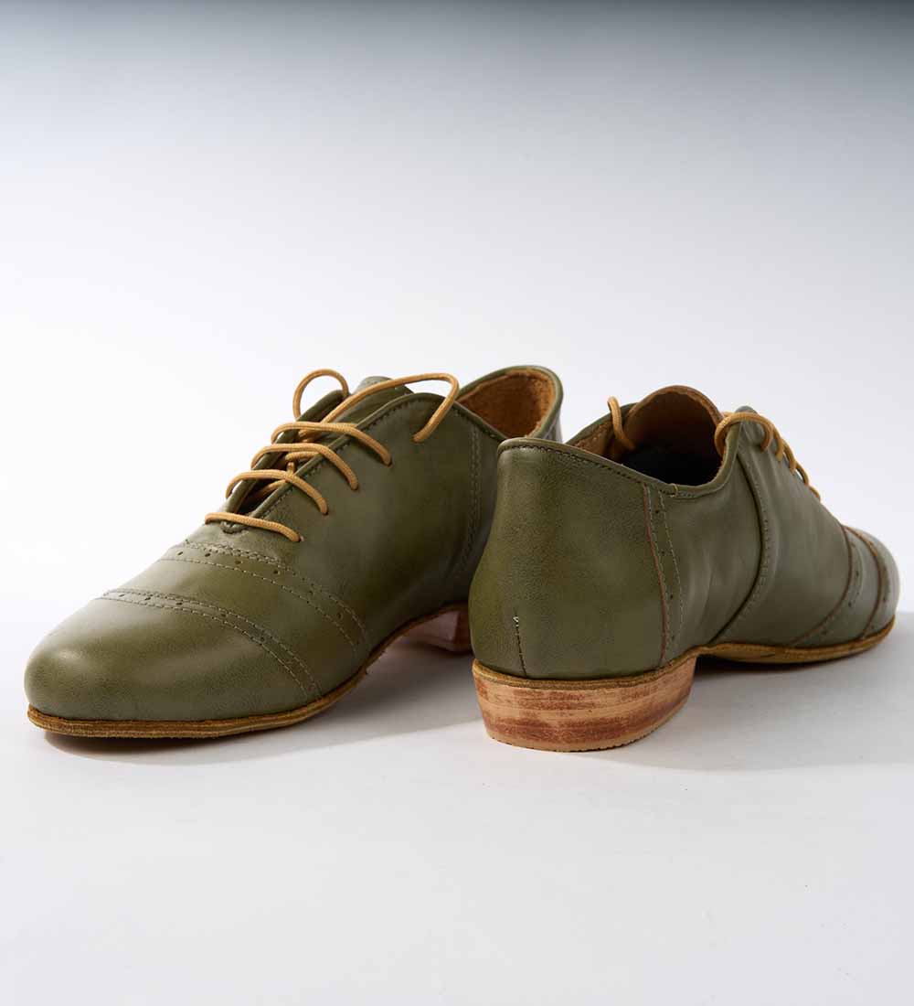Sleek Monochromatic Olive Green Leather - Handmade Tango Shoes - Rock DNI Tango Store Sleek Monochromatic Olive Green Leather - Handmade Tango Shoes - Rock DNI Tango Store
