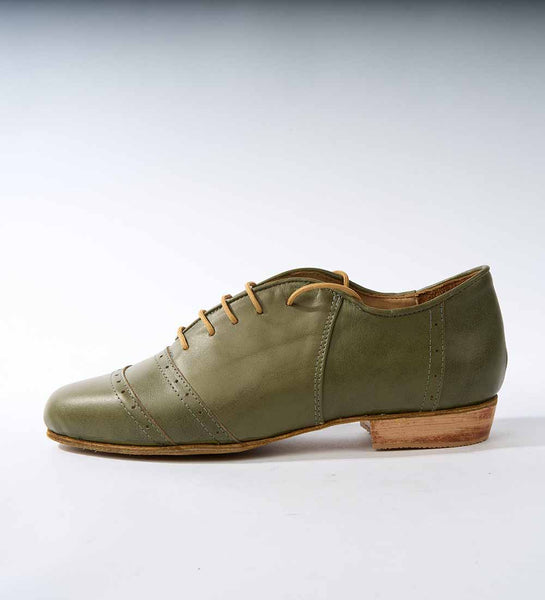 Sleek Monochromatic Olive Green Leather - Handmade Tango Shoes - Rock  DNI  Tango Store
