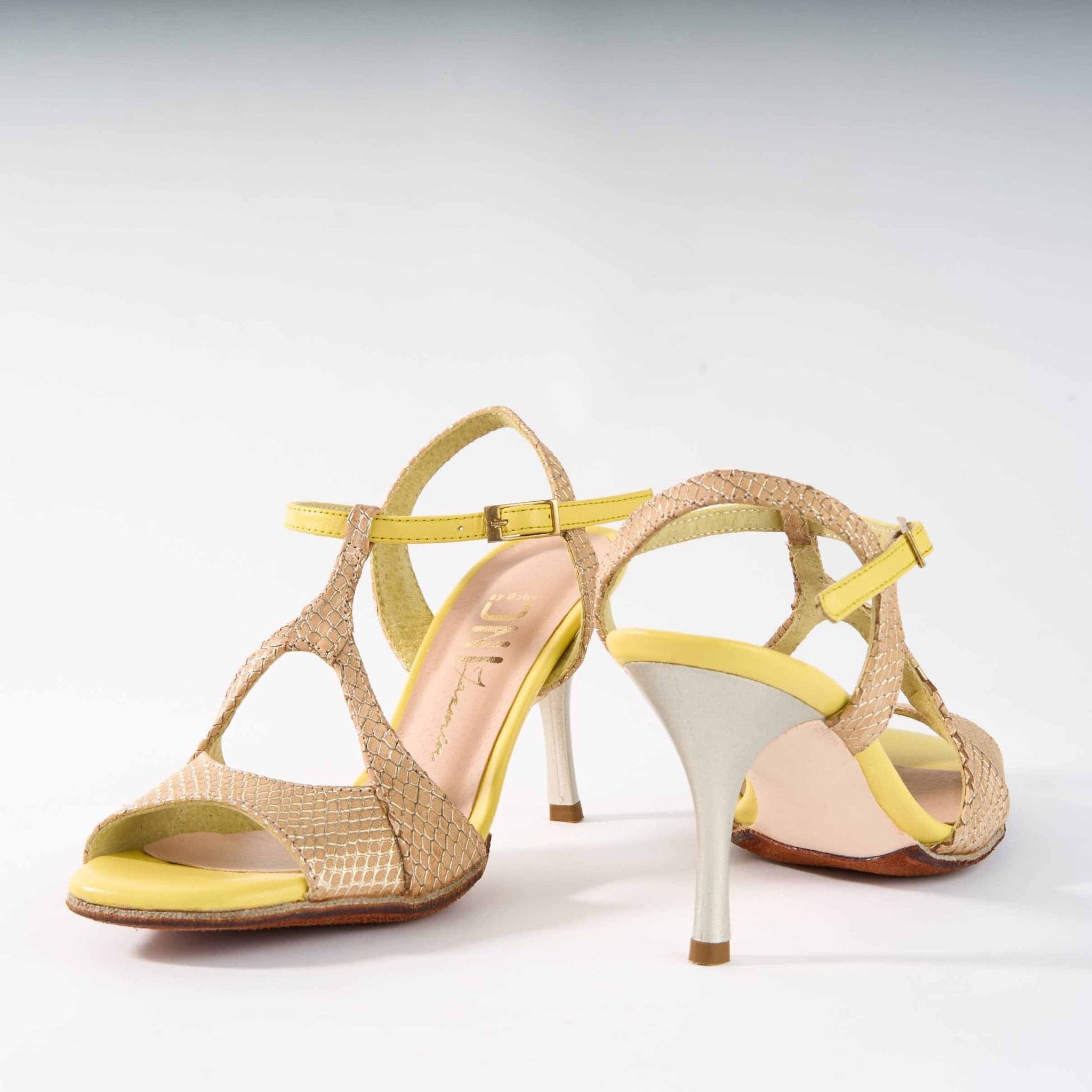 Snake Texture Gold and Yellow - Handmade Tango Shoes - Jazmin 5001 - DNI Tango Store