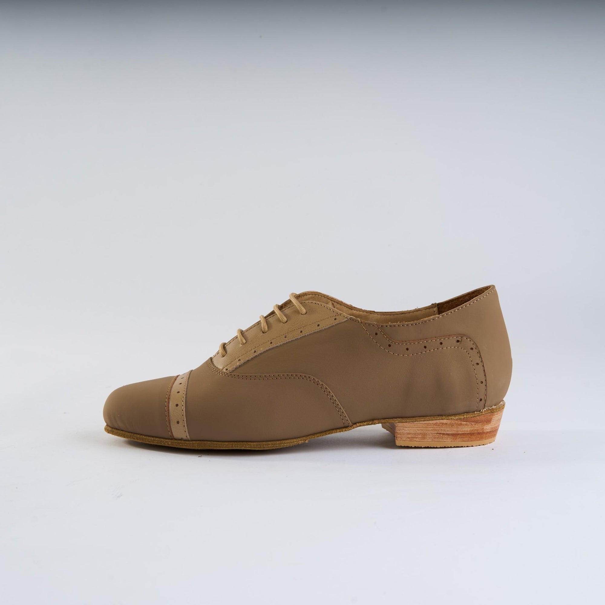 Soft Caramel and Beige Leather - Handmade Tango Shoes - Clasico 1077 - DNI Tango Store