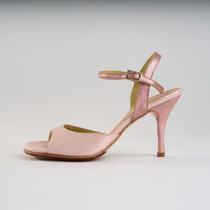 Soft Pink and Metallic Pink Accents - Handmade Tango Shoes - Ema 4842 - DNI Tango Store