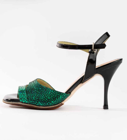 Speckled Green and Patent Black Leather - Handmade Tango Shoe - Dana 4200 - DNI Tango Store