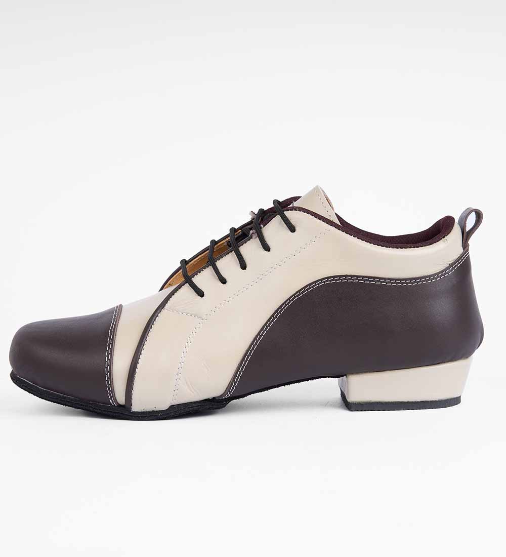 Warm Cream & Brown Leather – Men's Tango Trainer - Arrabal 6003 - DNI Tango Store