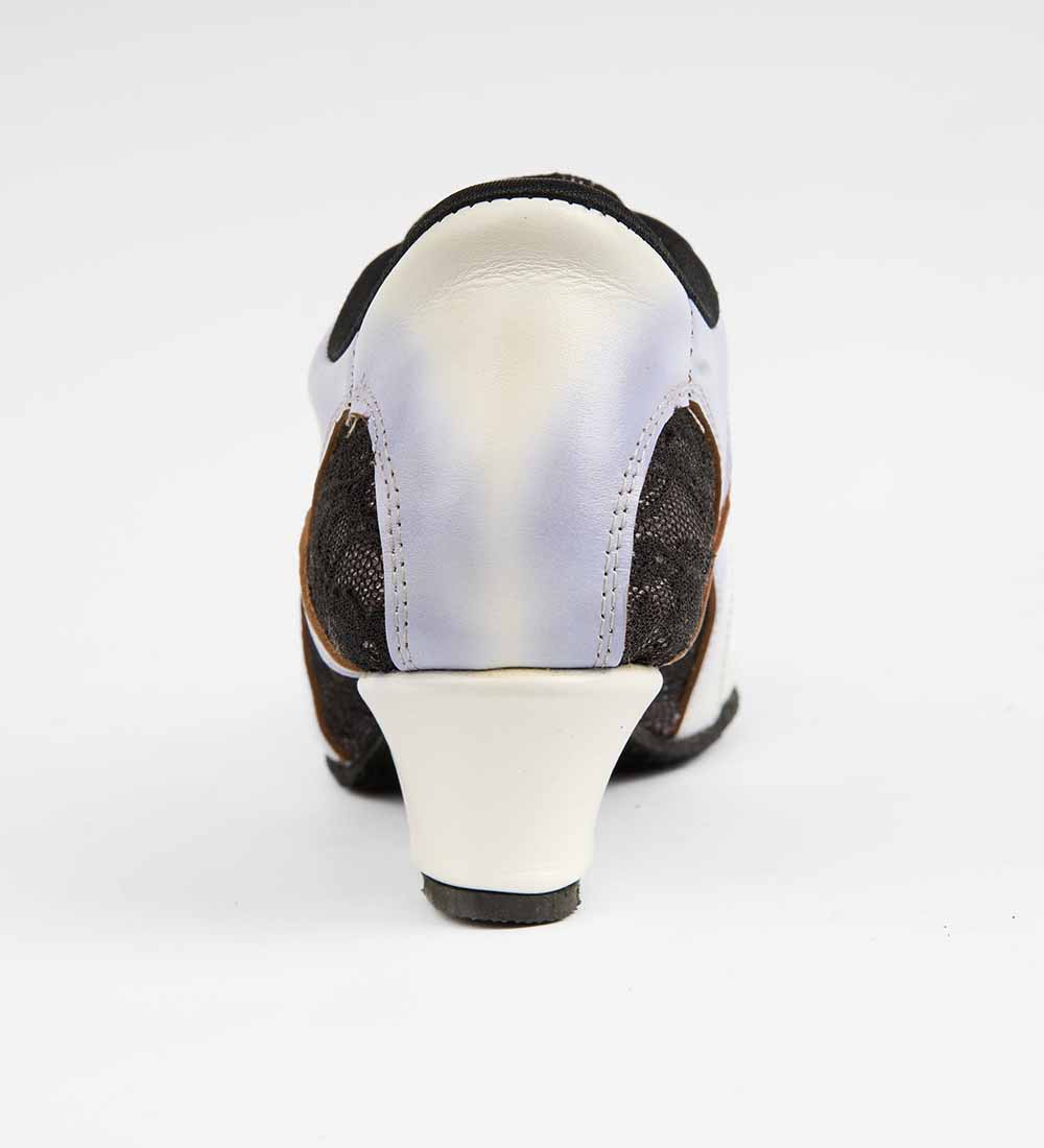 White Leather & Black Lace – Handmade Trainers – Rocio 8566 - DNI Tango Store