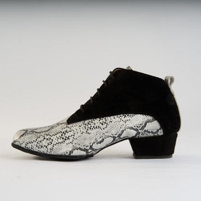 White Snake with Black Suede - Handmade Tango Trainers - Tita 9638 - DNI Tango Store